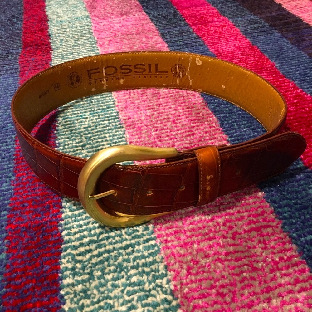 Fossil wide croc waist belt